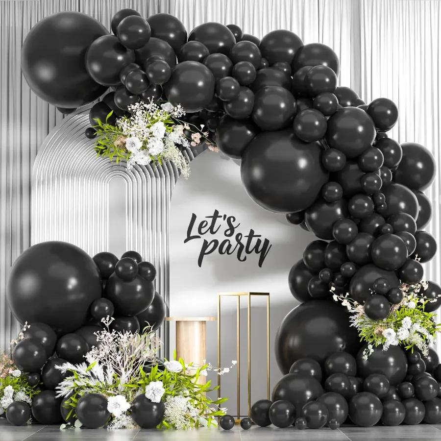 

Черные воздушные шары, 114 шт., матовый черный латексный набор гирлянд из воздушных шаров с 18, 12, 10, 5 дюймов, разные размеры для выпускного Хэллоуина