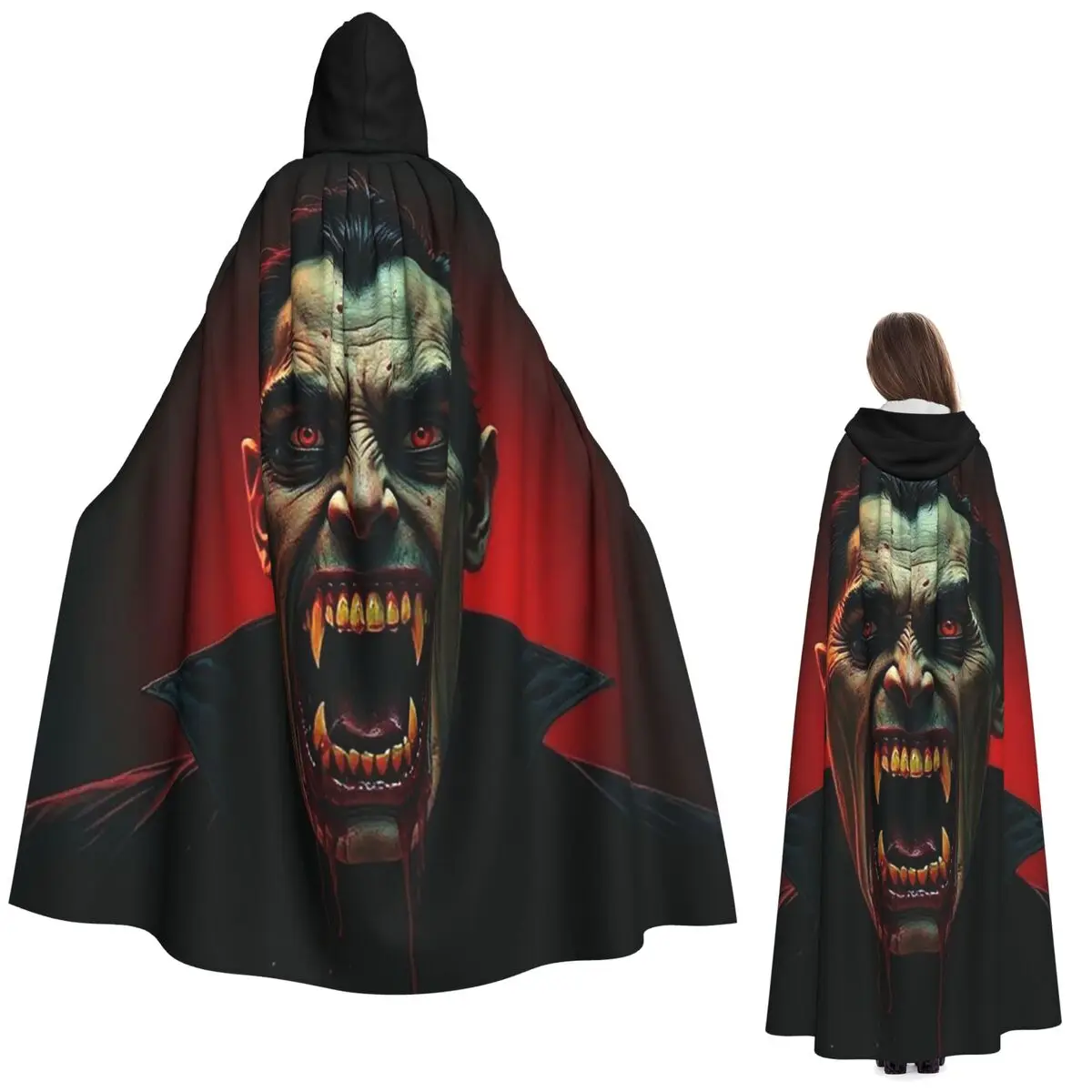 

Vampire Long Hooded Cloak Witch Medieval Costume Cosplay Cape HalloweenParty Adult Unisex
