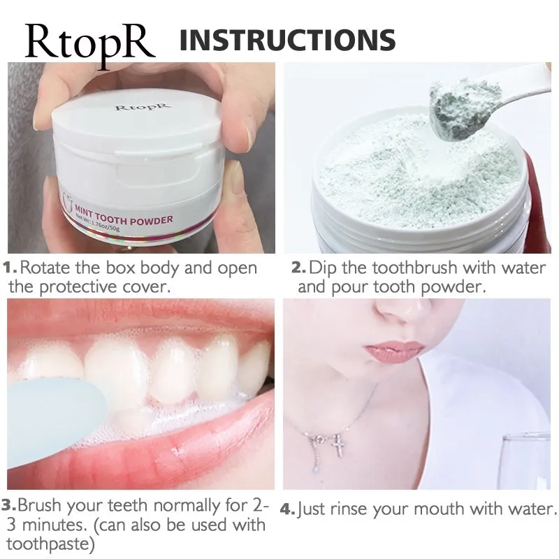 Mint Whitening Tooth Powder Teeth Cleaning Whitening Remove Dental Plaque Improve Yellow Teeth Fresh Breath Pearl Tooth Powder