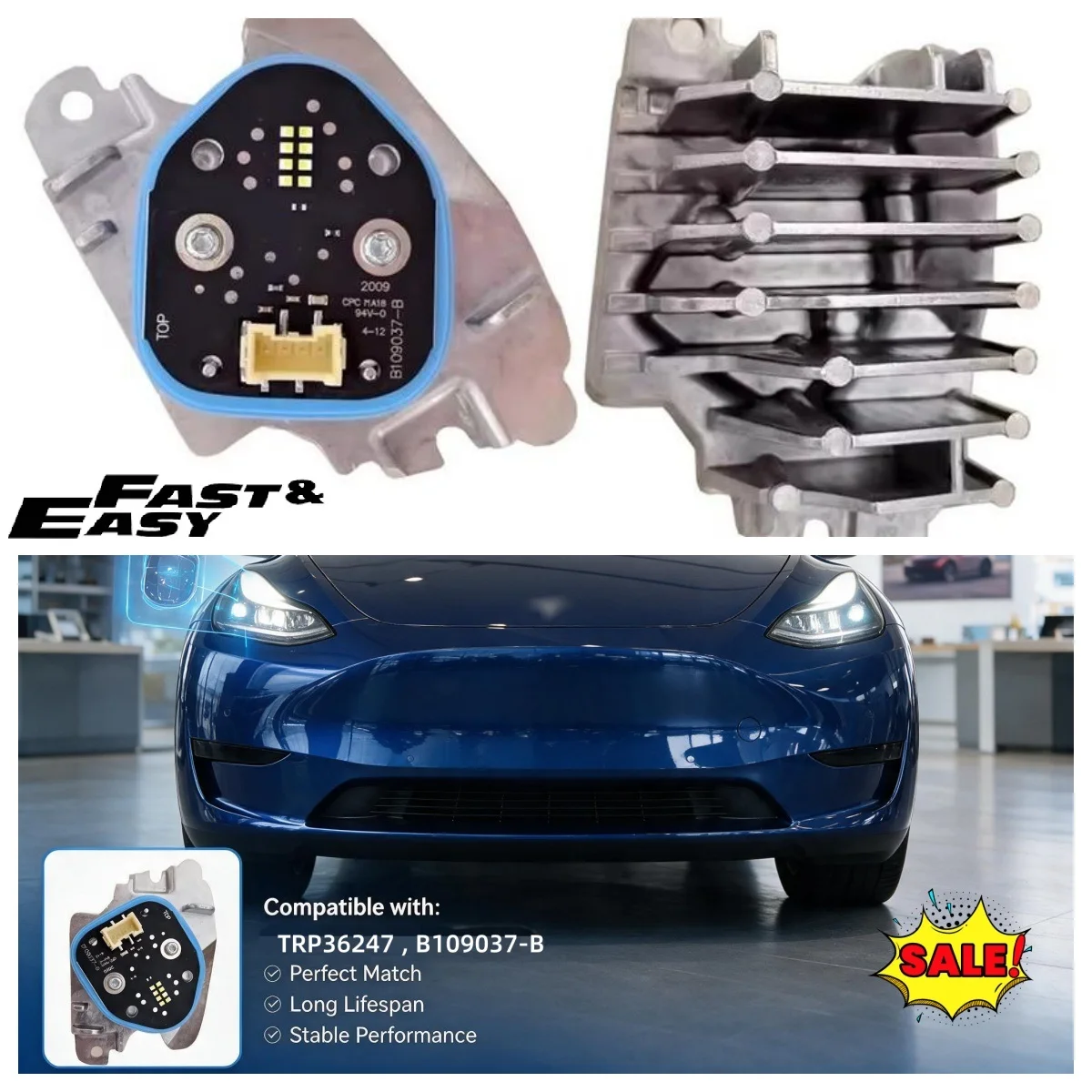 OEM Aftermarket TRP36247 B109037-B LED Angel Eyes DRL Control Module For Tesla Model 3 Model Y 2017-2023 DRL Replacement Parts