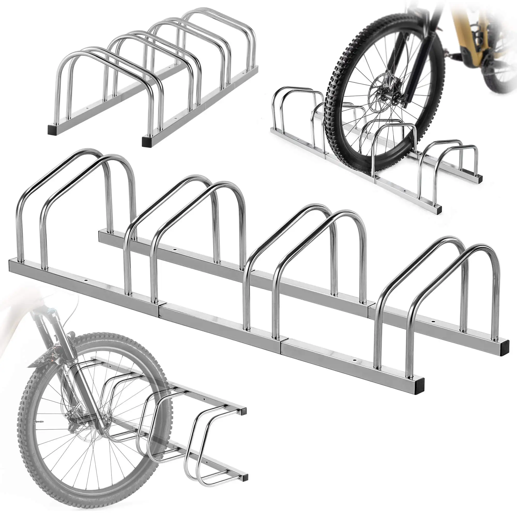 KADAX Porte-vélo 4 supports en acier argenté
