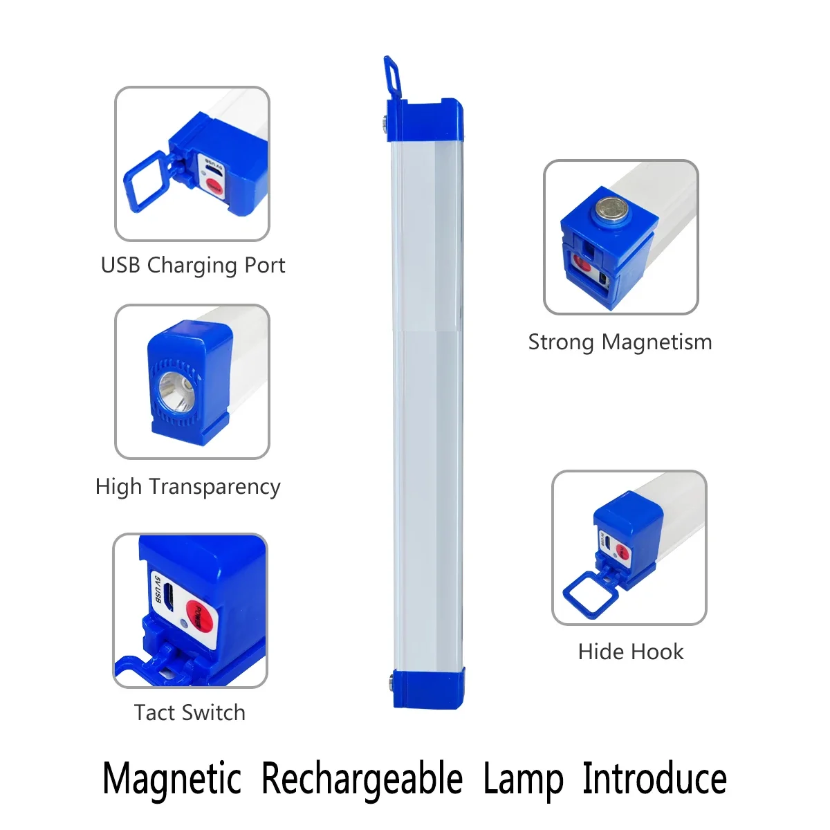 USB Charging Camping Lamp Tube LED Emergency Light Strong Magnetic Portable Lighting Outdoor Tent Hook Small Night Light