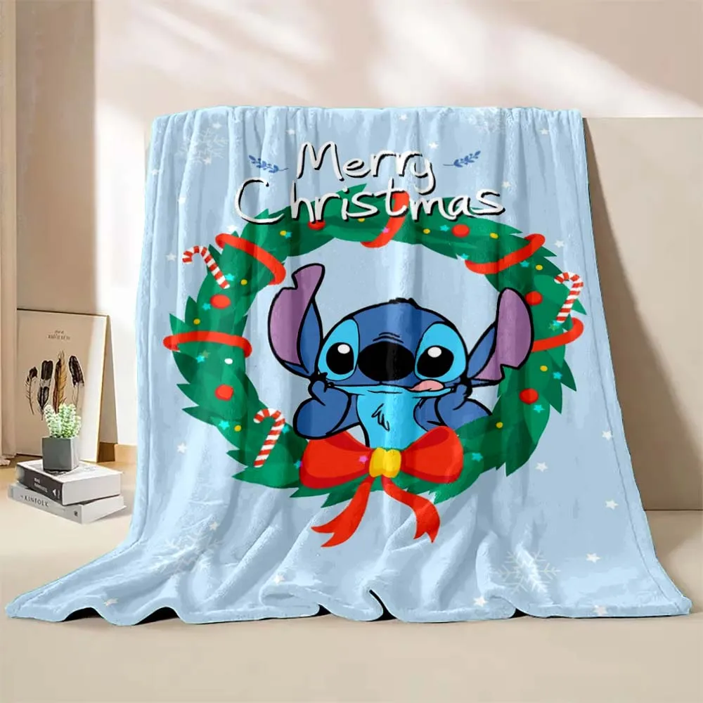 Coperta stampata natalizia Disney Stitch coperta per adulti per bambini biancheria da letto morbida e calda per divano letto coperta da viaggio