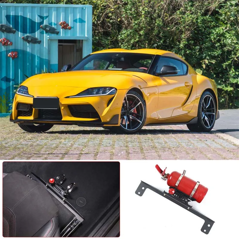 For 2019-2022 Toyota GR Supra MK5 A90 Aluminum Alloy Black Car Co-pilot Fire Extinguisher Bracket Under Seat Car Accessories