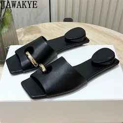 Square Open Toe Wedges Slippers Women Metal Buckle Designs Fashion Mules Slippers 2021 Summer New Luxury Beach Party Shoes Mujer