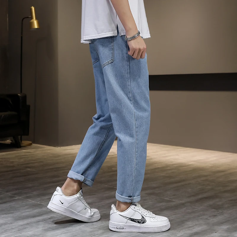 Jeans met rechte pijpen voor heren, slim fit, casual werkkleding, lange broek, lente herfst, Sle Faionable, veelzijdige ritssluiting met middelhoge taille