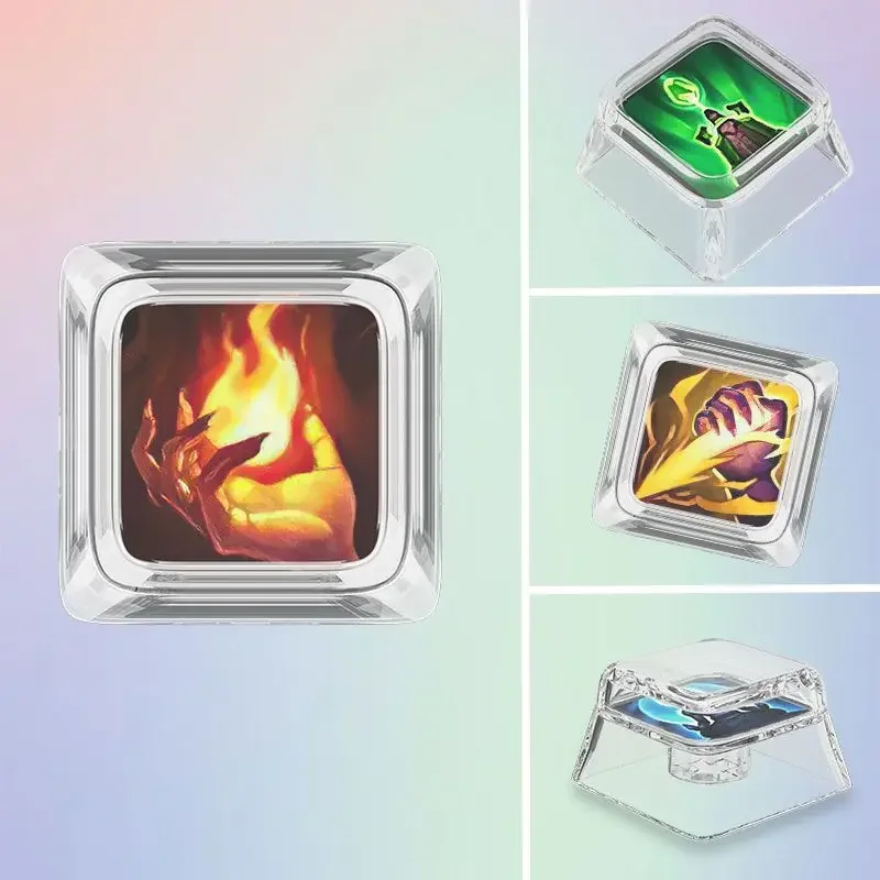 League of Legends Summoner Skills Ignite, Dot Flash Personalized Transparent Keycap Translucent Game Collectible Birthday Gift