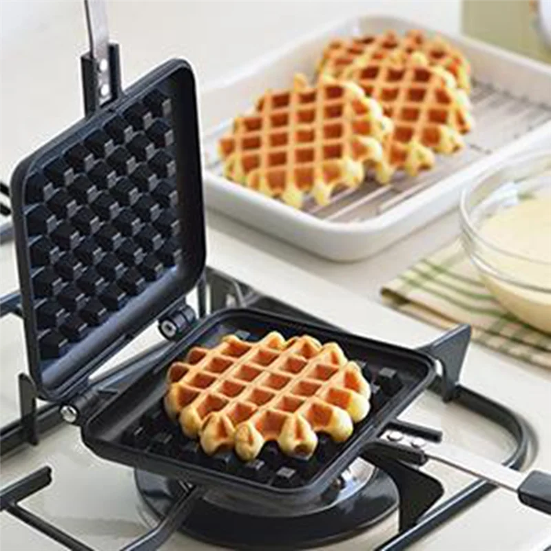 

【Popular】1 Piece Stove Top Waffle Iron Plates Deep Fill Non-Stick Aluminum Alloy Traditional Belgian Waffle Maker For Easy Clean