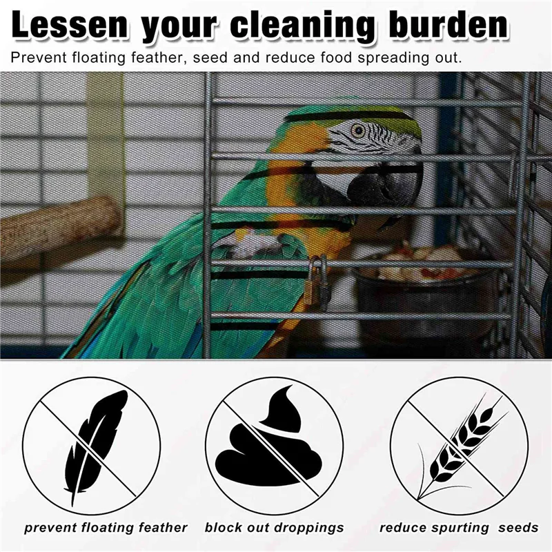 

AT29-6Pcs Large Adjustable Bird Cage Cover Seed Feather Catcher Universal Birdcage Nylon Mesh Net Cover Soft Airy Skirt Guard