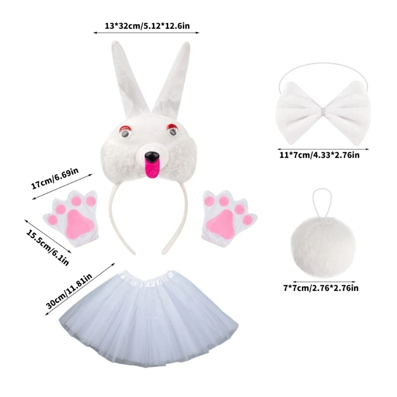 Easter Bunnies Costume Accessories Ear Headband,Tail Halloween Cosplay Props