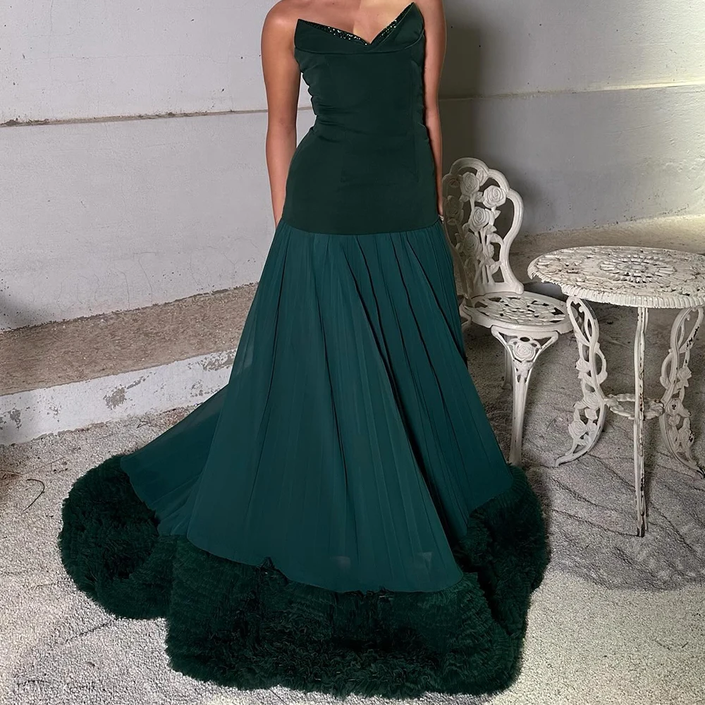 Customized Modern Sweetheart Pleats Crystal Evening Dress Temperament A-Line Sleeveless Photo Color Party Gown платье вечернее