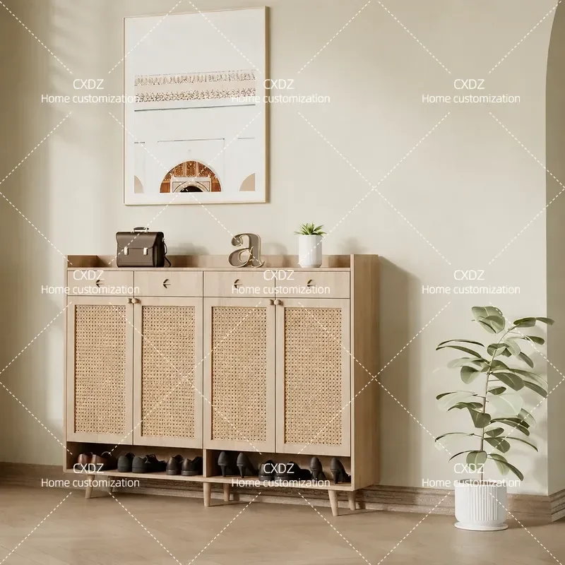 Log Color Ash Wood Side Cabinet Dining Shoe Storage Living Room Furniture Antique Wall Mounted Console Table Customizable
