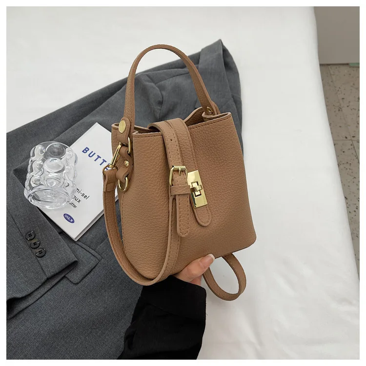 Shoulder bag texture versatile handbag women's ins temperament niche portable vegetable basket bucket bag fashion messenger bag