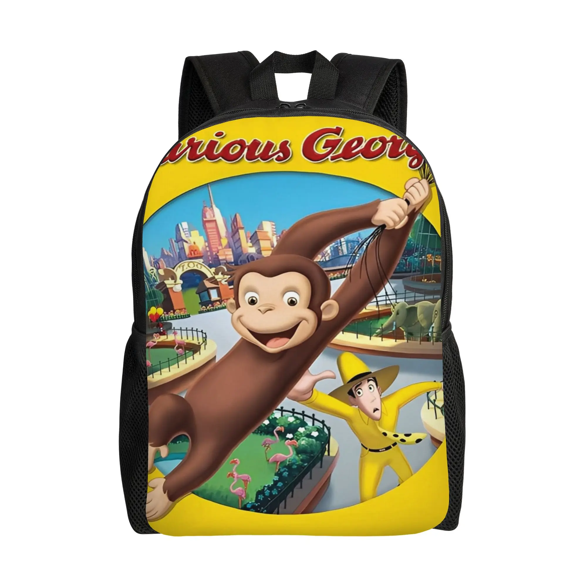Cartoon Curious George Backpack  Pretty Backpacks Student Unisex Travel Durable High School Bags High Quality Rucksack