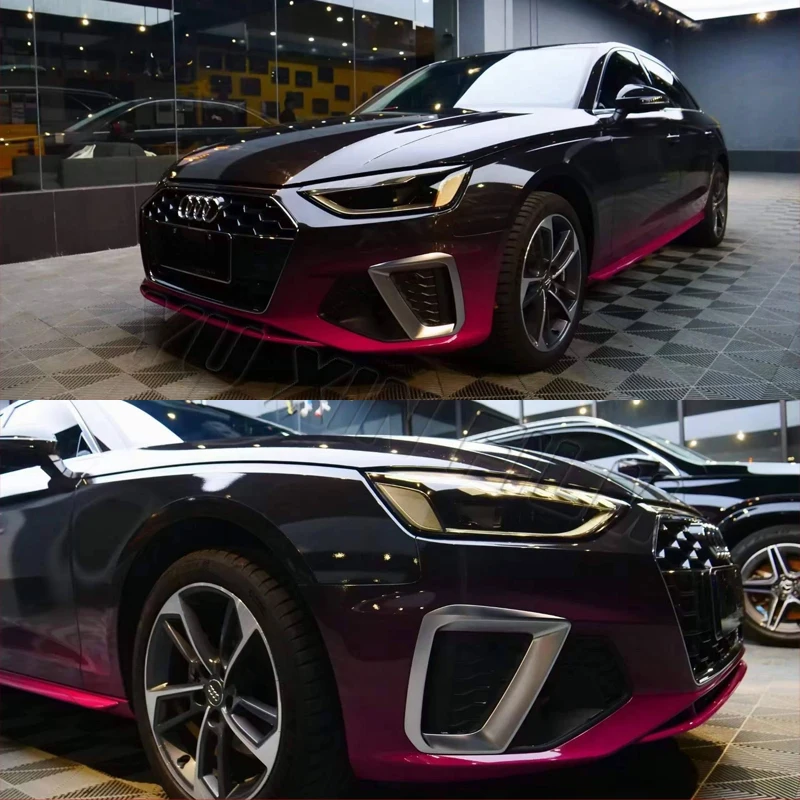 1,52*18 Meter Schwarz Rot Super Gloss Chameleon Auto Vinyl Wrap Fahrzeug Wraps