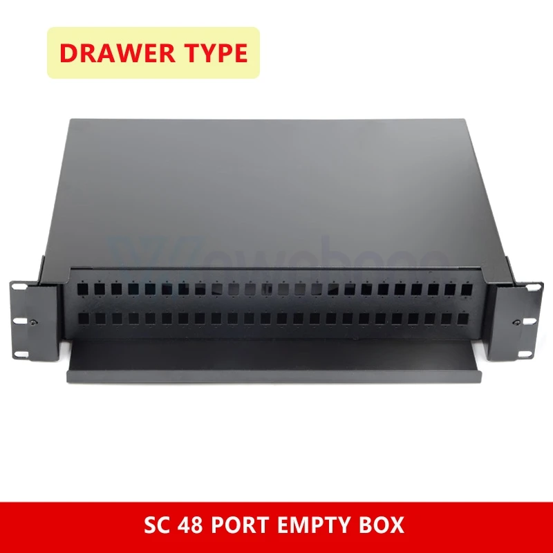 

Fiber Optic Patch Panel, Distribution Frame, Empty Box, Drawer Type, 48 Port, FTTH, ODF, 1U Termination Box ST SC FC LC FTTH DIY