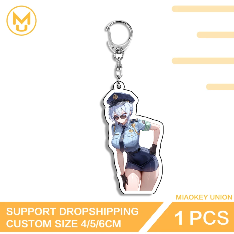Police Girl Seductive Posture Acrylic Keyring HD Pattern Hot Selling Accessories Versatile Fashionable Props Back To School