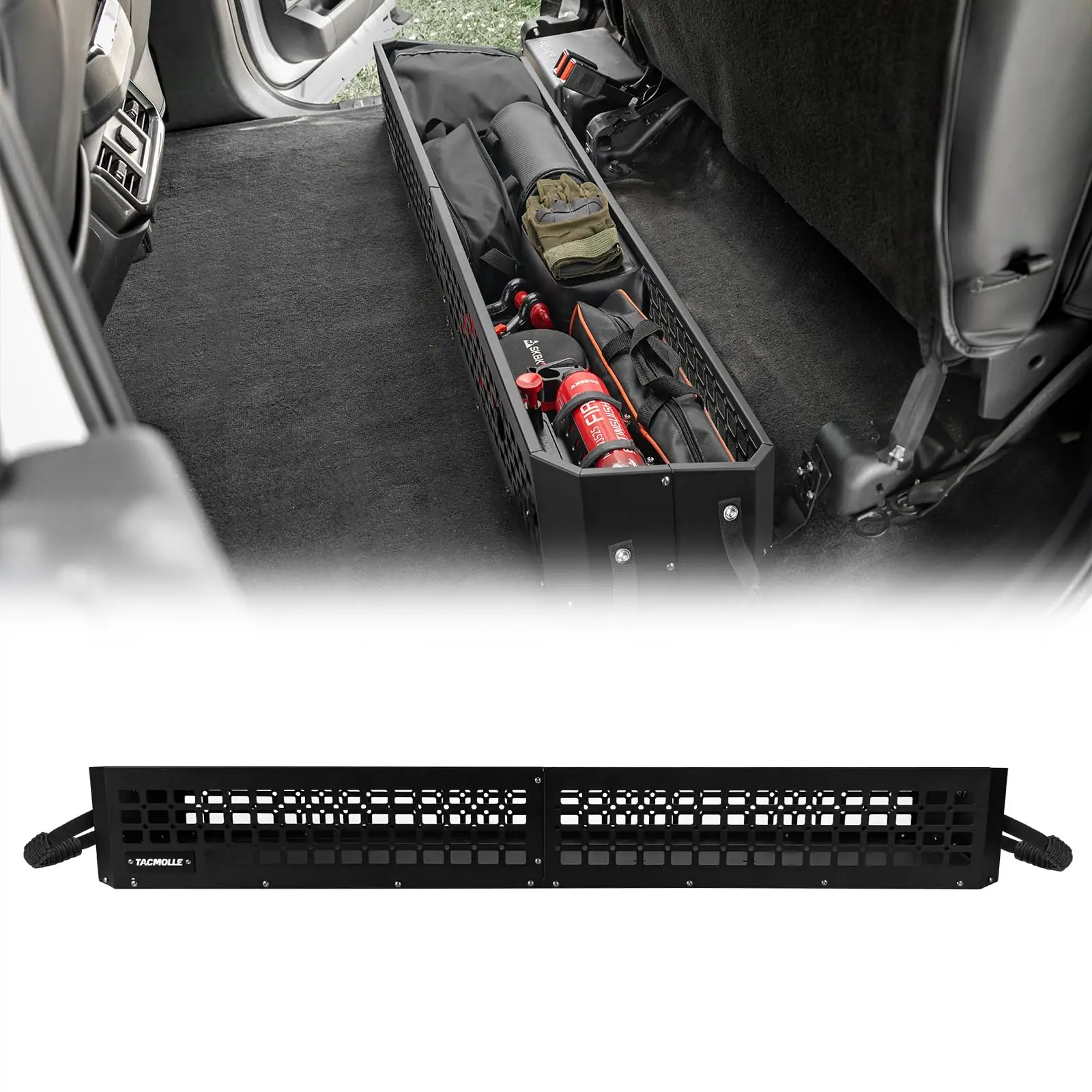 

Under Seat Cargo Tools Storage Basket MOLLE System Organizer Box For Ford F150 2021-2025 Super Crew/Crew Cab Car Accessories