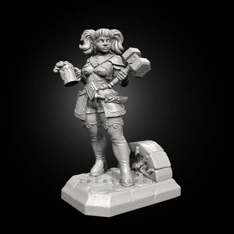 

38mm 50mm Resin Model Figure Dwarf Little Sister Waiter Gk Micro Miniature 3d Printed White Model Toy Unassembled Unpainted Kit