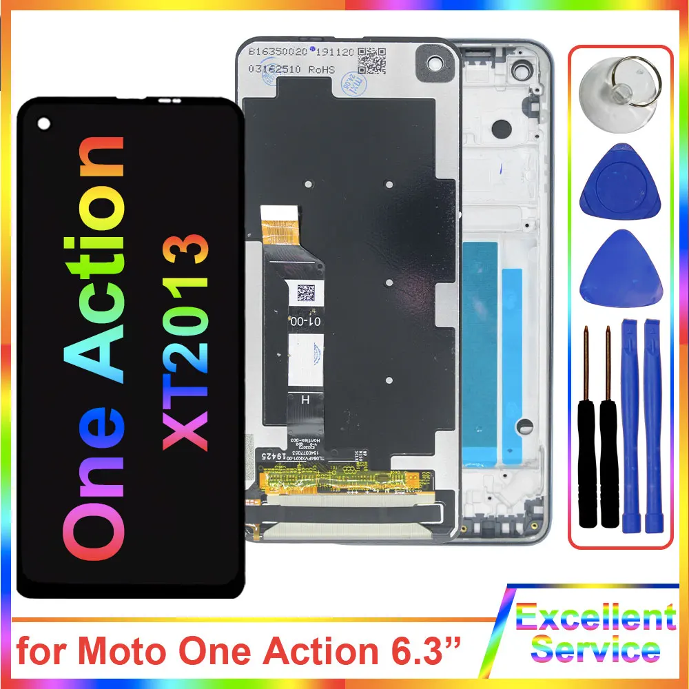 AMOLED LCD for Motorola Moto One Action LCD Display XT2013 Touch Screen Digitizer Replacement for Moto One Action LCD With Frame