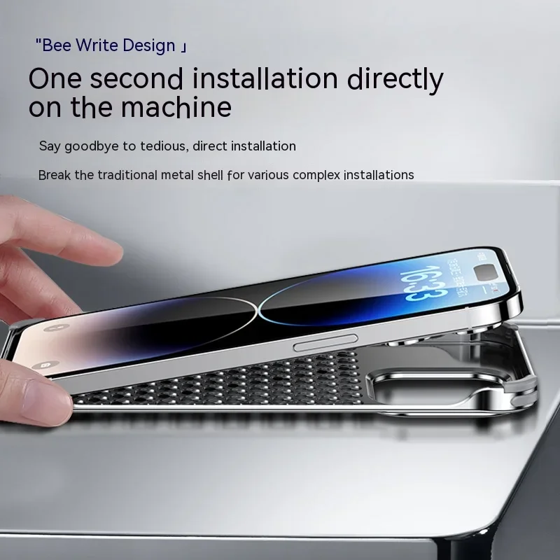 For iphone 14 15 Pro Max Case Metal Aluminum Alloy Ultra thin Heat dissipation Four corner anti fall airbag Protective Cover