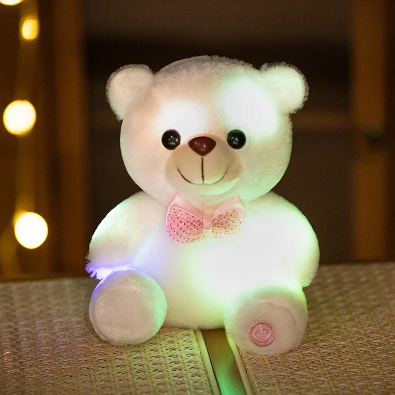 Ours en peluche lumineux LED Shoous, jouet animal en peluche créatif, arc lumineux coloré, cadeau de Noël, 20cm