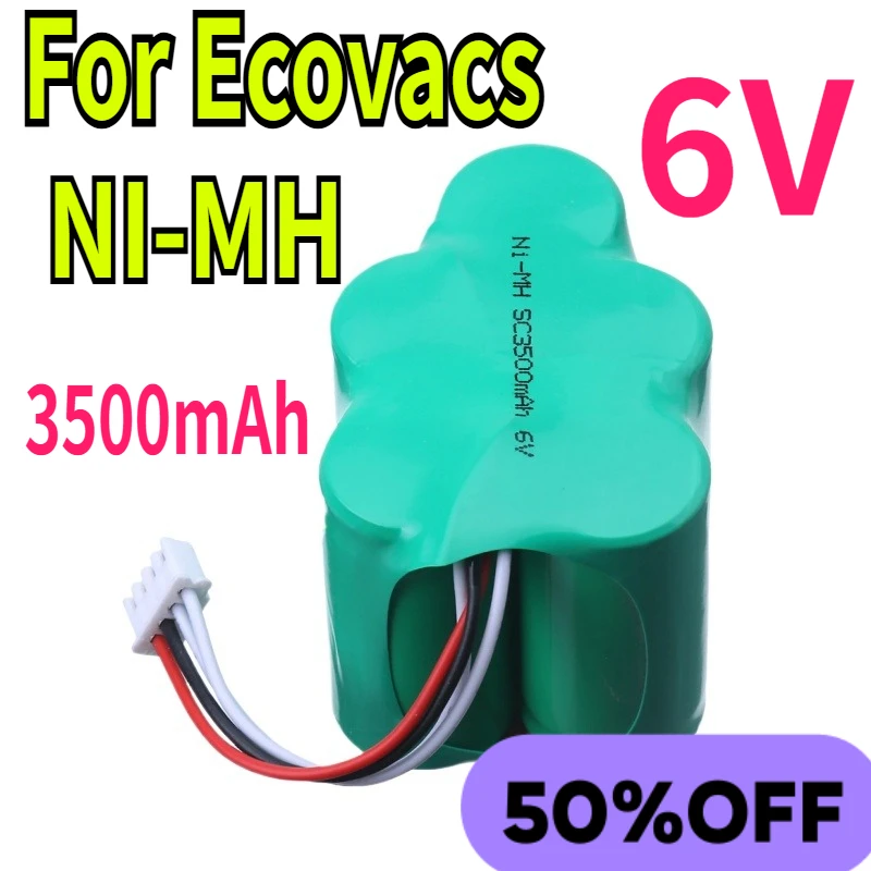 

Сменная аккумуляторная батарея 6V Ni-MH для Ecovacs Deebot, 3500 мАч, D73, D76, D62, D63, D63S, D65, D66, D68, D77, D79, 730, TBD71