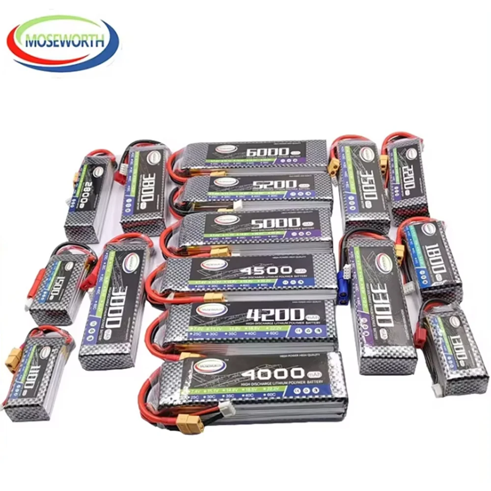 RC Lipo Battery 2S 3S 4S 5S 6S 2200 3300 3500 4200 5000 5200mAh 7.4V 11.1V 14.8V 18.5V 22.2V 25C 30C 35C 40C 60C XT60 RC Parts