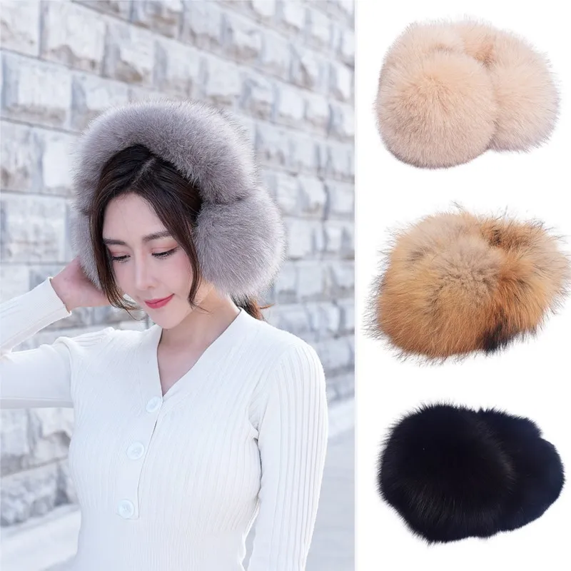 

All-fur whole leather large ear bags real fur warm cups coverings for women