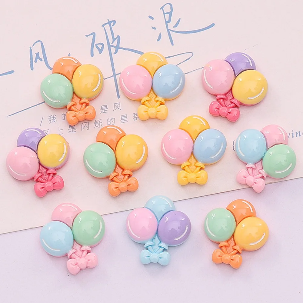 10Pcs New Cute Resin 19*21mm Mini Cartoon Balloon Series Flat Back Manicure Parts Embellishments For Hair Bows Accessories