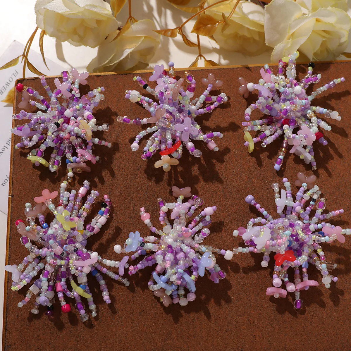 Shoe Charms Chic Firework Tassel Beaded Flower 1 Piece Summer Dopamine Korean Handmade DIY Decor for Princess Clogs Jelly Shoes