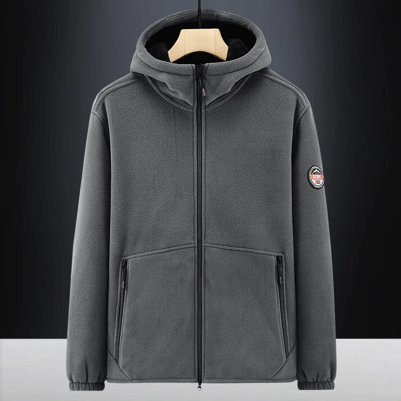

The 2025 new autumn and winter warm men's hooded jacket with fleece, casual and fashionable men's jacket
