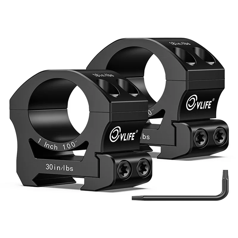 

1 Inch Scope Rings High Profile Picatinny Rail Scope Mounts Precision Machined Aluminum Alloy Rings with Torx Wrench for Hunting