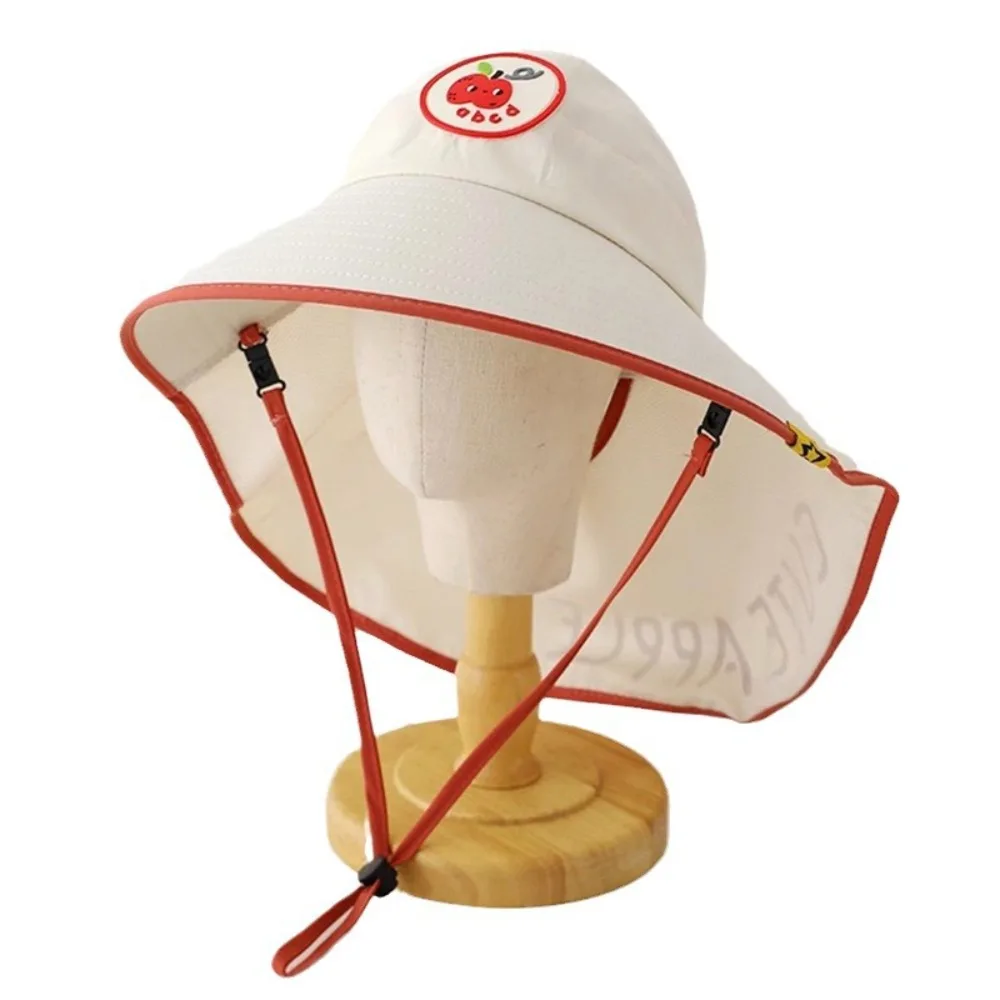 Cartoon Foldable Sun Hat with Neck Flap Adjustable UV Protection Big Brim Sunhat Lightweight Quick-drying Kid Bucket Hat Holiday