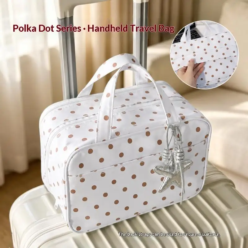 Niedliche Handtasche mit Polka-Dot-Muster, großes Fassungsvermögen und wasserdicht, ideal für Geschäftsreisen und den täglichen Gebrauch. – Detail 2