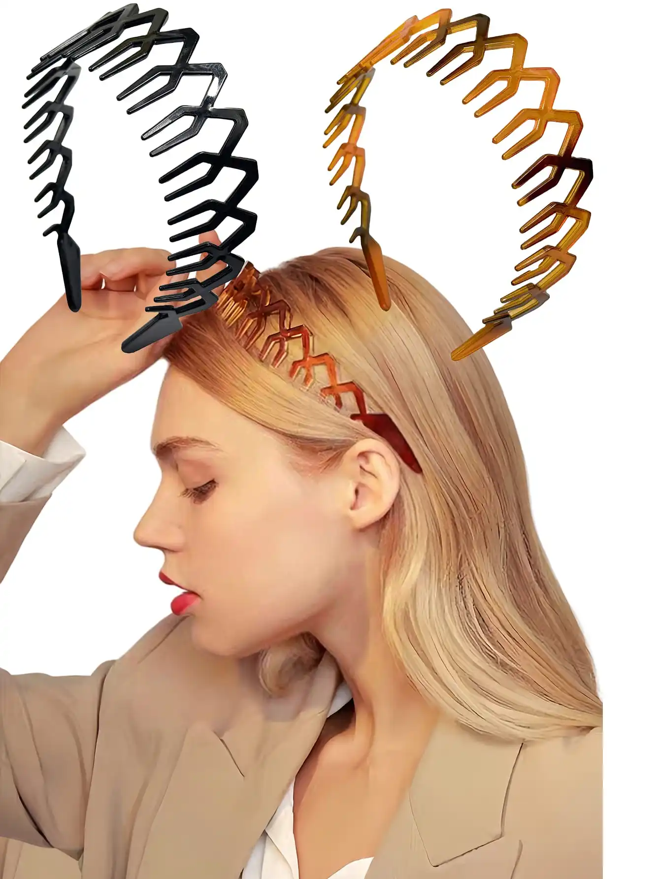 

1pc Simple Basic Women Headband With Big Wavy Design, Plastic Hairstyling Headband,Hairband ,Hair Hoop,Hair Accessories