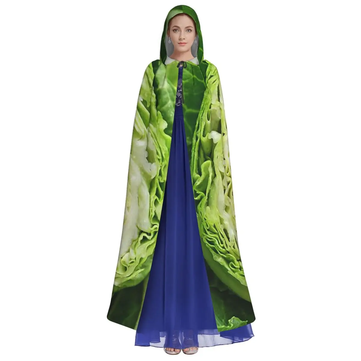 نسيج أوراق الملفوف الطازج عباءة طويلة مقنعين الساحرة القرون الوسطى زي تأثيري كيب هالوين معطف الكبار للجنسين
