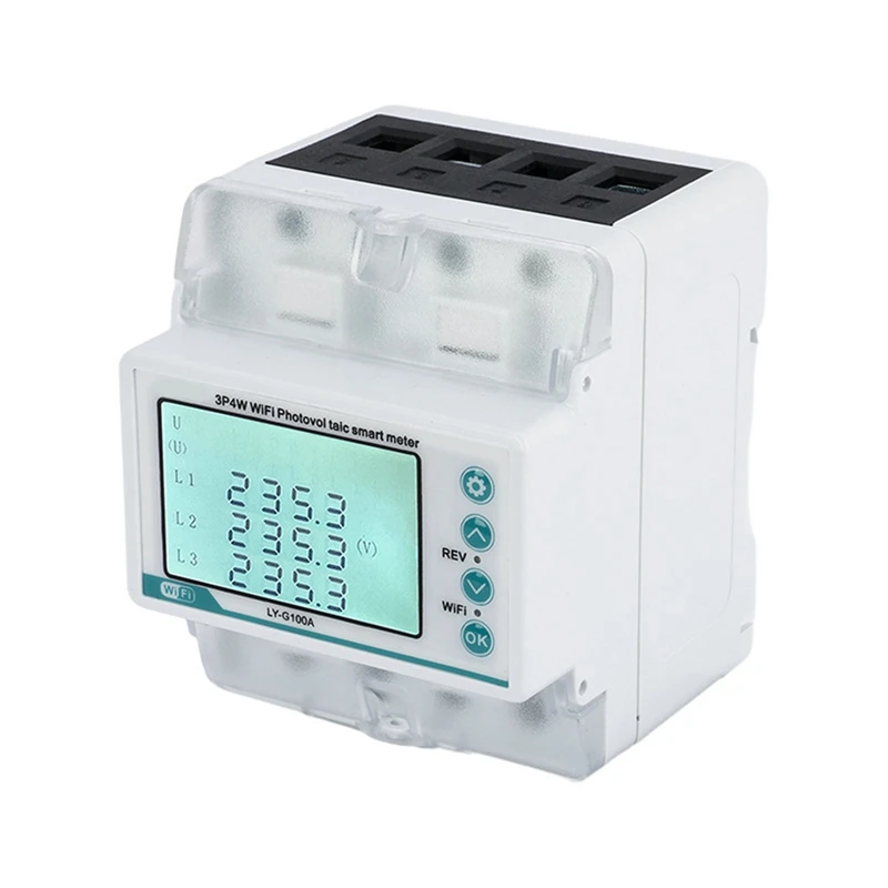 3 Phase 4 Wire 100A Tuya Wifi Smart Bi-Directional Energy Power Kwh Meter Over Under Voltage Protector Over Load Protect