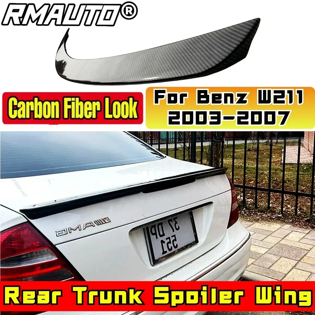 For Mercedes-Benz W211 E-class E200 E260 2003-2007 Rear Spoiler Wing Exterior Part Car Rear Trunk Spoiler Modification Part