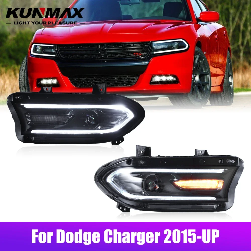 

Светодиодные автомобильные фары в сборе для Dodge Charger 2015-UP, автомобильный Стайлинг, фары DRL, тюнинговый светильник Plug and Play, светодиодные фары