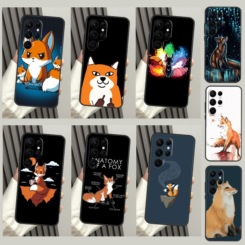 Anime Funny Fox Case For Samsung Galaxy S23 S21 S22 Ultra S8 S9 S10 Note10 Plus Note 20 Ultra S20 FE Cover