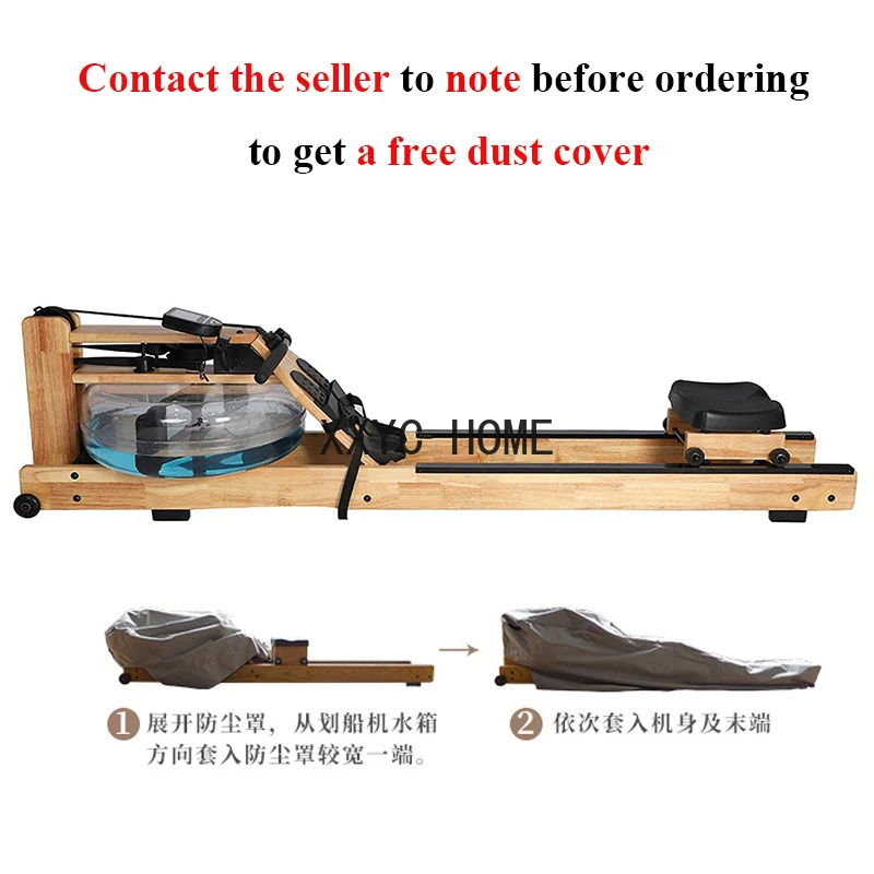 Household Foldable Rower Oak Aerobic Exercise Water Resistance Wooden Rowing Machine