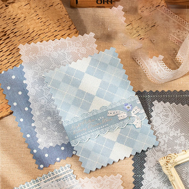Mr.Paper 20Pcs/Pack Weave Dream Echo Series Card Stock Material Paper Vintage Plaid & Lace for Journal Scrapbook DIY Background view 2