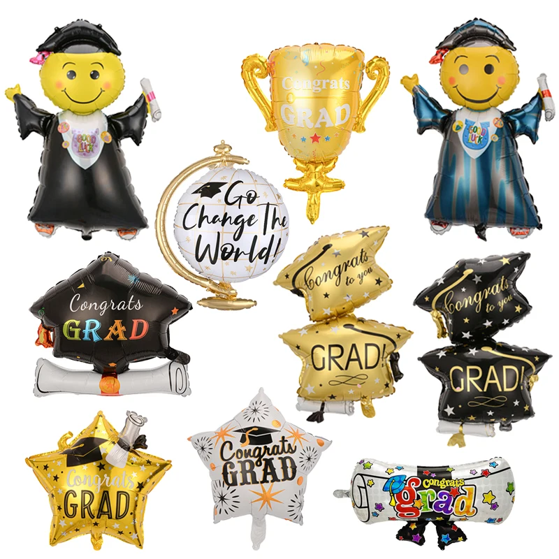 1pc Graduation Party Balloon Helium Globe Foil Balloon Congrats Grad School Celebrations 2024 Party Decorations Globos Ballons