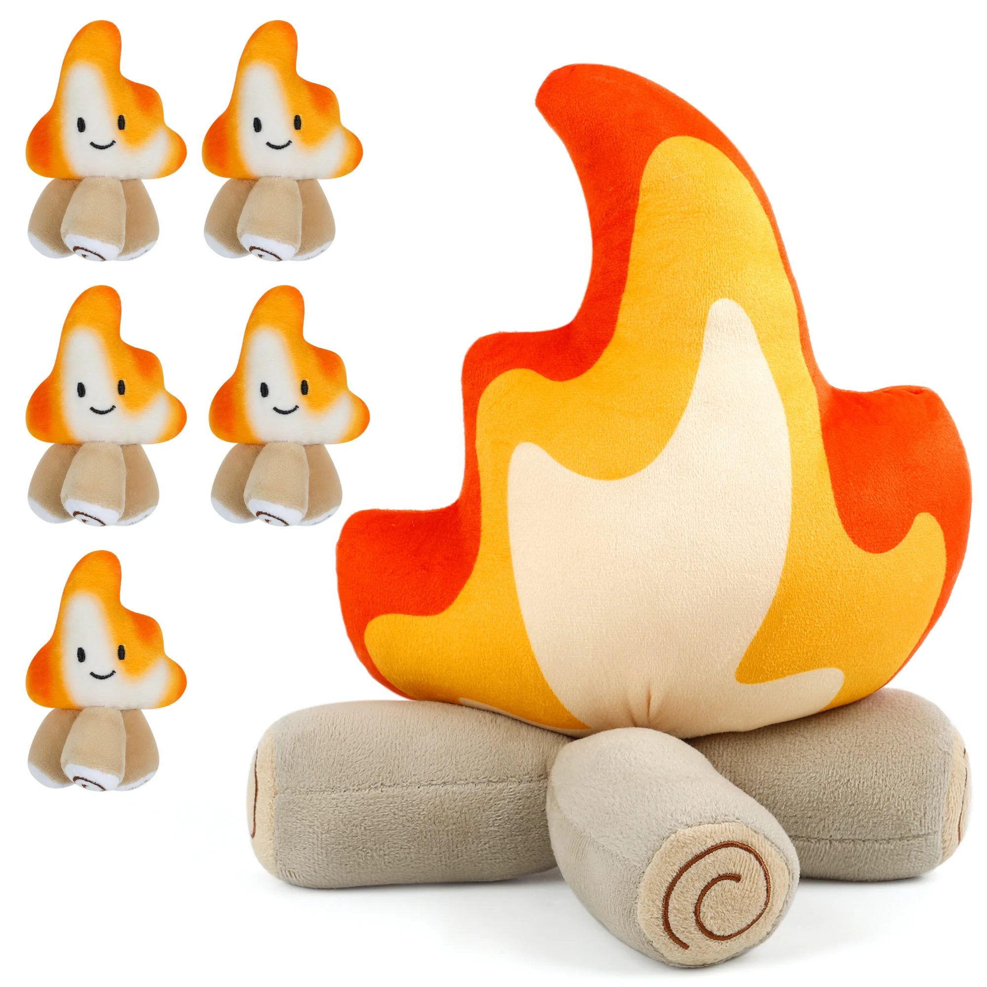 6 Fun Toys, Soft Simulated Pit Dolls, Fake Fire Wood Plush Pillows, Suitable For Outdoor Camping Room Decoration, Children's