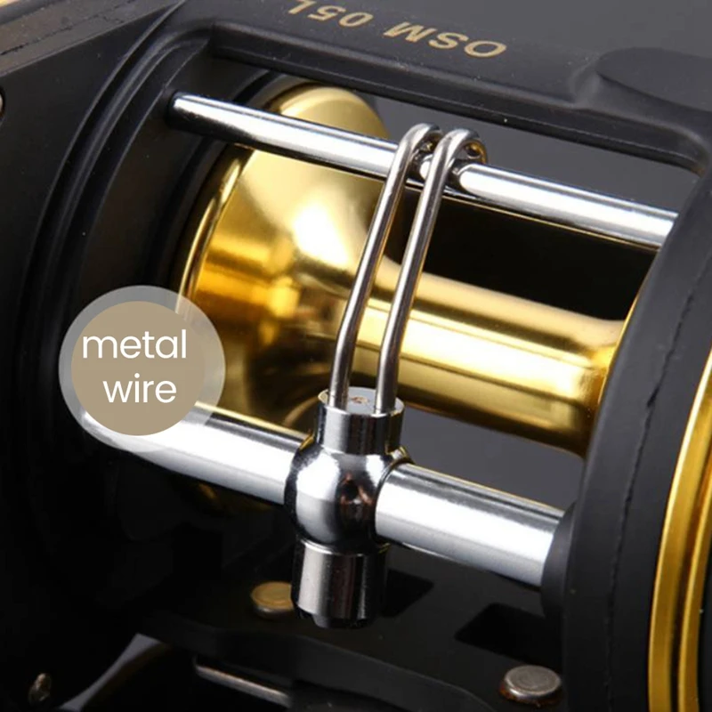 Placa de ferro Roda com Tambor Contador, All-Metal Mar Pesca Trolling Reel, Deep Sea Pesca Linha Roda