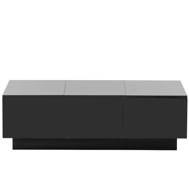 Mesa de centro con 2 compartimentos de almacenamiento ocultos grandes, mesa de cóctel extensible con 2 cajones, 39,3"x21,6", negra