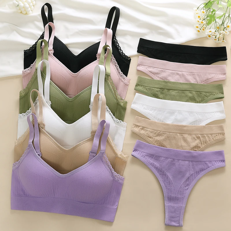 [set]Women Sexy Lingerie Set Push Up Bras Set Solid Underwire Bra Everyday Underwear Panty Set