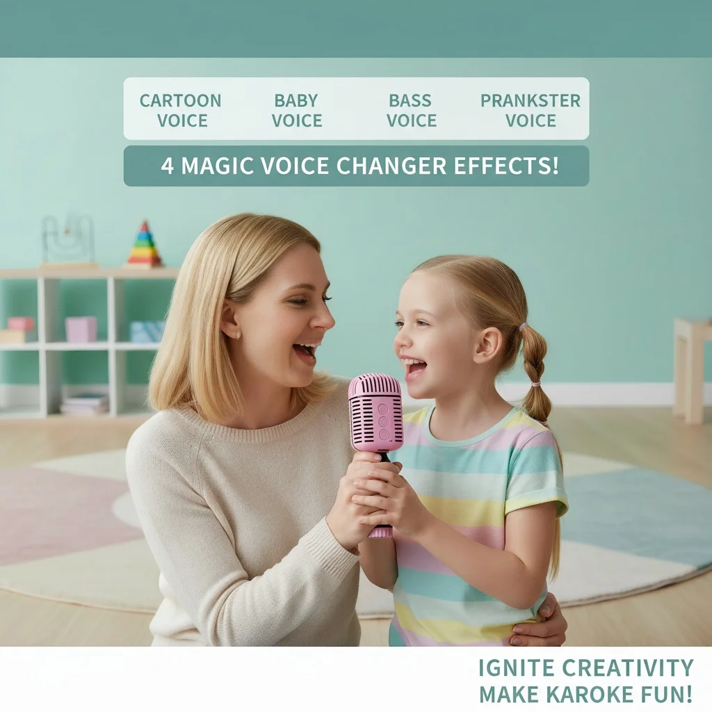 Handheld Kids Karaoke Mic Speaker Wireless Bluetooth Portable KTV HIFI Sound TWS 4 Voice Changer for Phone PC Party Gift