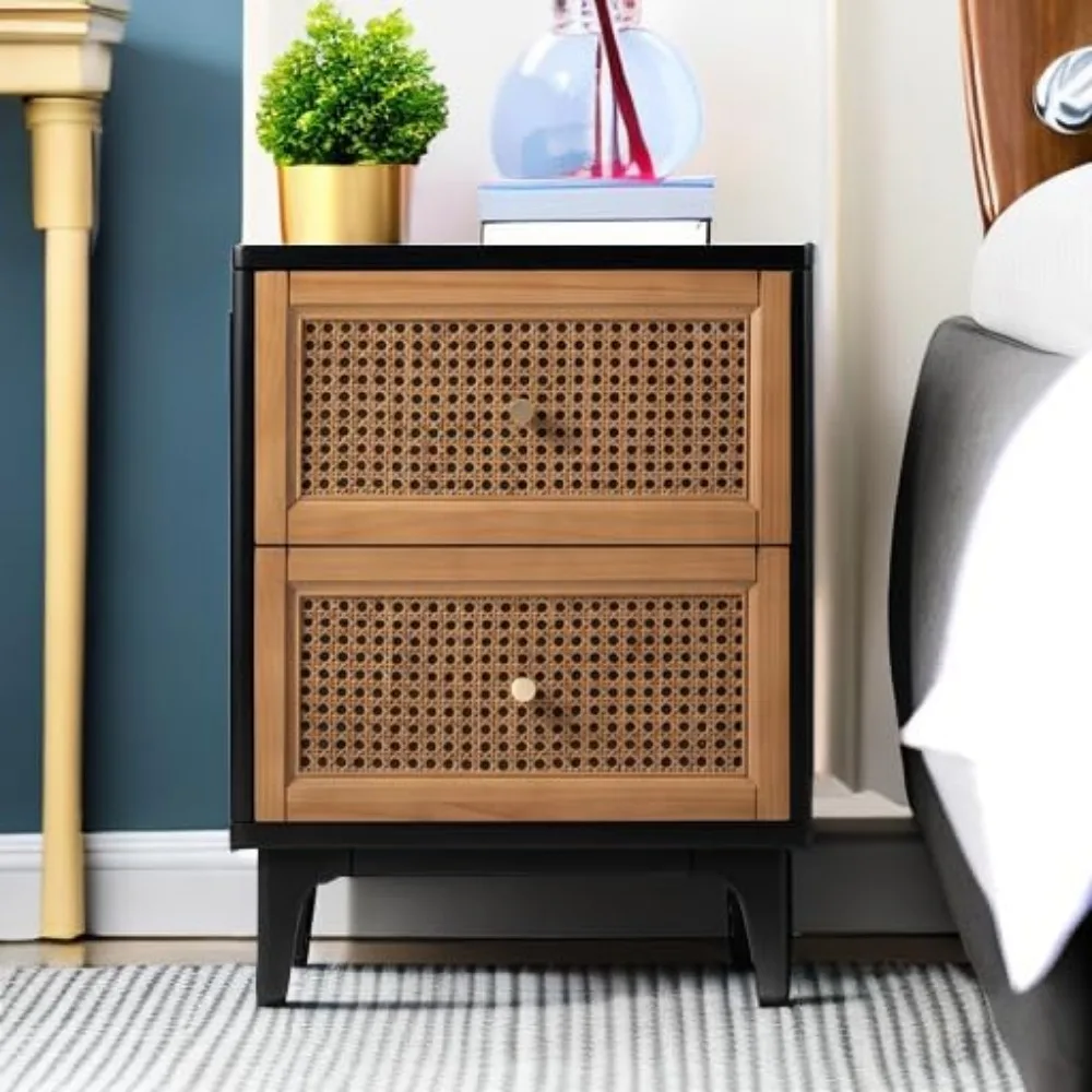 Comodino moderno completamente assemblato e foderato pulito, tavolino con 1 cassetto, nero